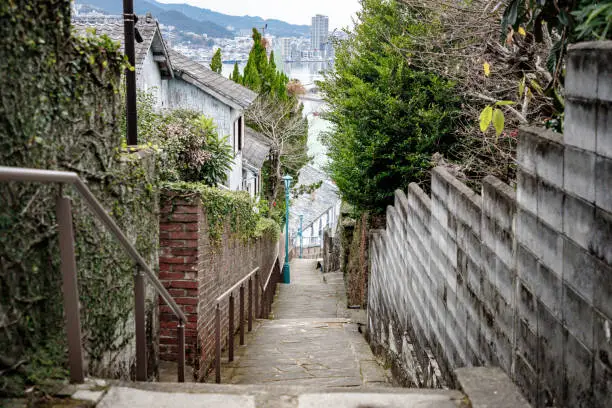 Small Pedestrian alley in a residential district from Nagasaki, Kyushu