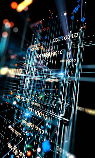 binary code concept pattern and big data structure. - binary code digital display digitally generated image coding imagens e fotografias de stock