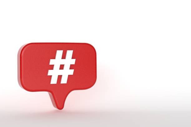 istock White hashtag sign symbol on red speech bubble 1371128068
