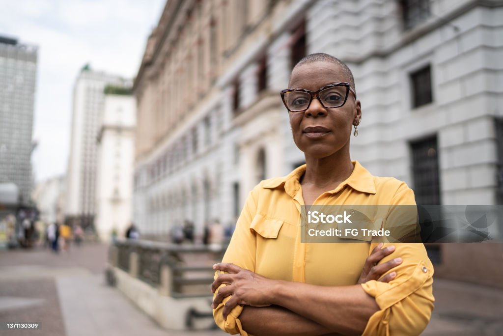 Portrait of a mature businesswoman at city Portrait Stock Photo
