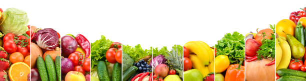 istock Vegetables, fruits and berries separated by vertical lines isolated on white 1371130529