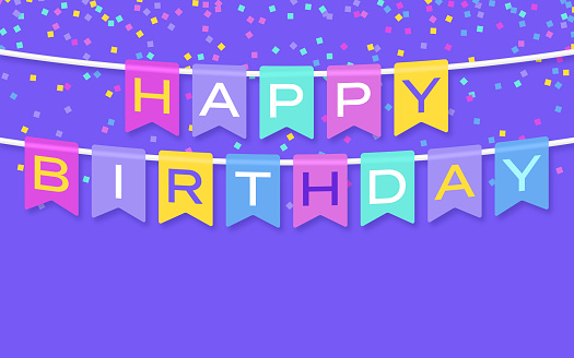 Happy birthday party celebration bunting birthday message banner with space for your copy.