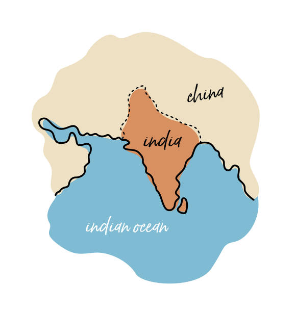 карта стран индии. простая базовая векторная иллюстрация в мультяшном стиле. - india map cartoon cartography stock illustrations
