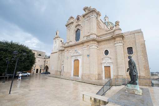 View at the Cathedral of Santa Maria Assunta in the streets of Oria in Italy