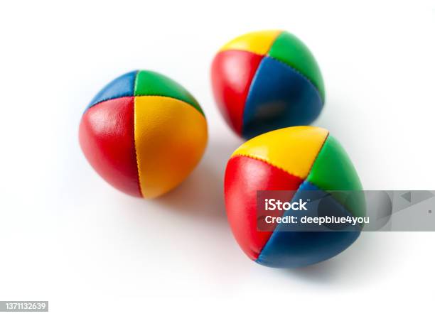 Three Colorful Juggling Balls Isolated On White Background Stock Photo - Download Image Now