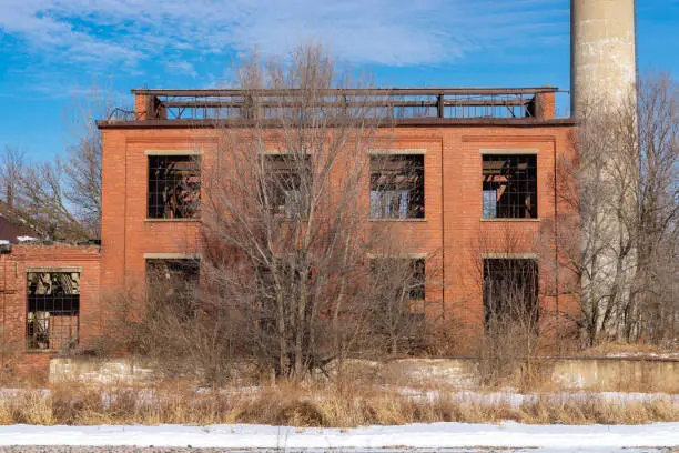 Old abandoned factory in rural Midwest.