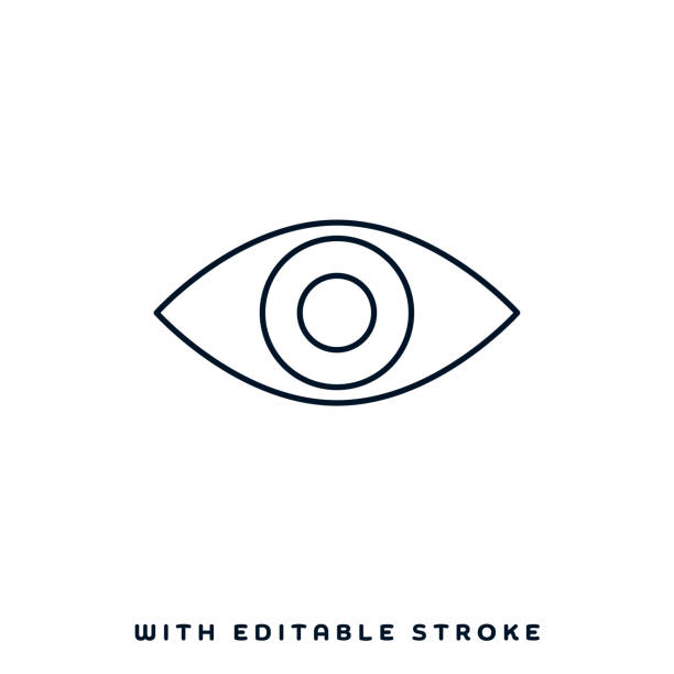 Ophthalmologic Examination Line Icon Design Ophthalmologic examination concept graphic design can be used as icon representations. The vector illustration is line style, pixel perfect, suitable for web and print with editable linear strokes. eye test equipment stock illustrations