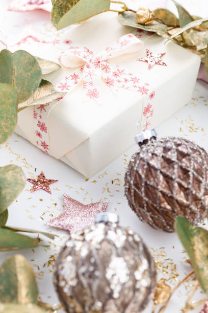 istock New Year celebration and Christmas background, Christmas decorations top view. 1371134751