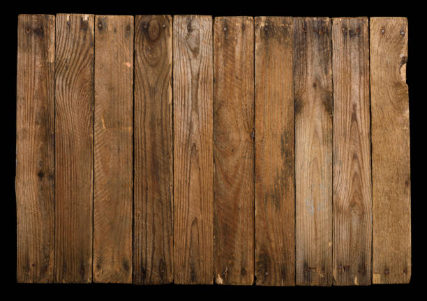 istock Wooden background from planks with rusty nails isolated on black. 1371137987