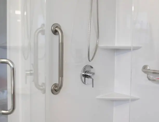 Photo of Upgraded Shower Stall with a Grab Bar for Safety