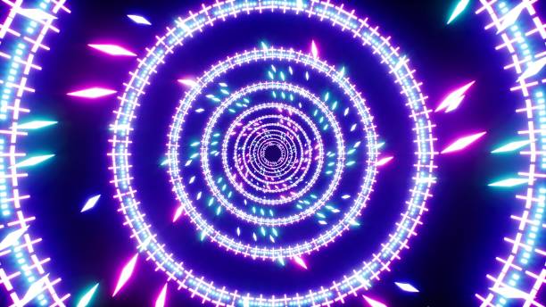 istock Flying Neon Diamond Particles in the Circle Texture Tunnel 1371138971
