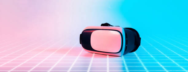 istock Virtual reality goggles VR. 3d digital glasses on futuristic neon tech background. Augmented reality, science, future technology, robots and people concept. VR. 1371139369
