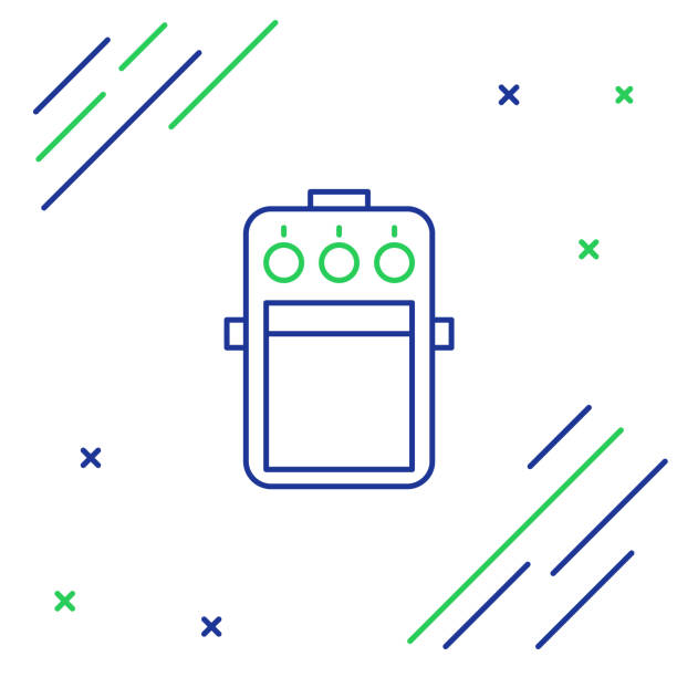 ikona pedału gitary liniowej izolowana na białym tle. sprzęt muzyczny. kolorowa koncepcja konturu. wektor - distortion pedal stock illustrations