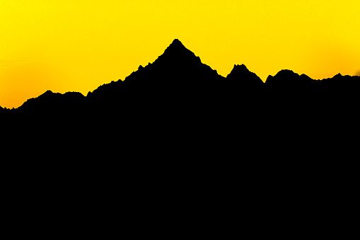 silhouette of the Monviso at sunset
