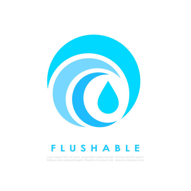 Water wave vector logo, abstract flushable symbol Water wave vector logo isolated on white background flushing toilet stock illustrations