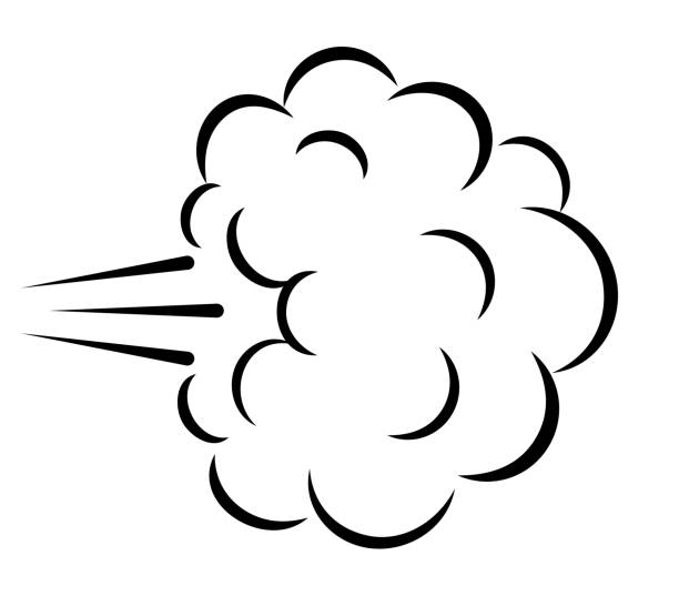 illustrazioni stock, clip art, cartoni animati e icone di tendenza di fumetto nuvola di vapore, aria sbuffo lineare cartone animato - comic book cartoon poof exploding