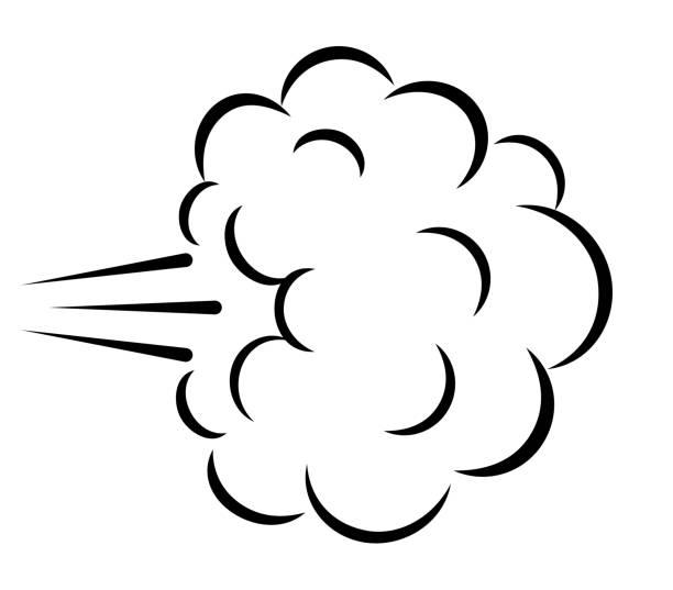 Comics steam cloud, air puff linear cartoon Comics steam cloud vector illustration isolated on white background windspeed stock illustrations