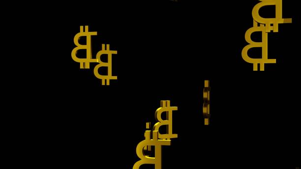 istock Many golden Bitcoin signs falling down. 1371149044