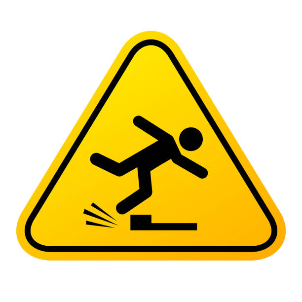 ilustrações, clipart, desenhos animados e ícones de sinal de precaução de perigo de viagem, cuidado com o seu passo - road street sign slippery