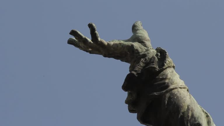 Hand of the Bronze Statue of Bernardo de Monteagudo in Parque Patricios District, Buenos Aires, Argentina. Close Up.