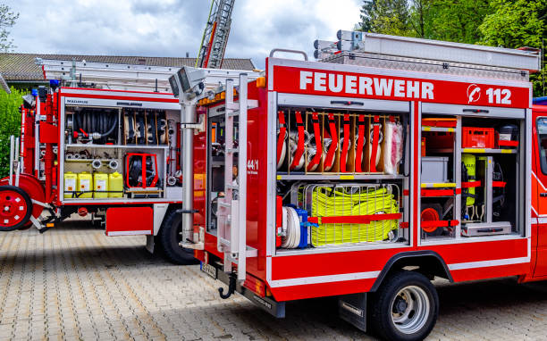 Bad Wiessee, Germany - May 26: typical fire department truck and equipment in Bad Wiessee on May 26, 2019