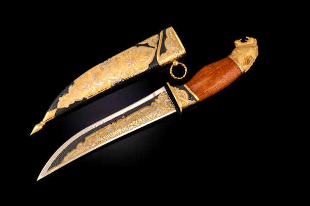 istock collectible silver dagger with scabbard on black 1371154395