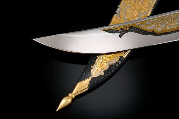 istock collectible silver dagger with scabbard on black 1371154401