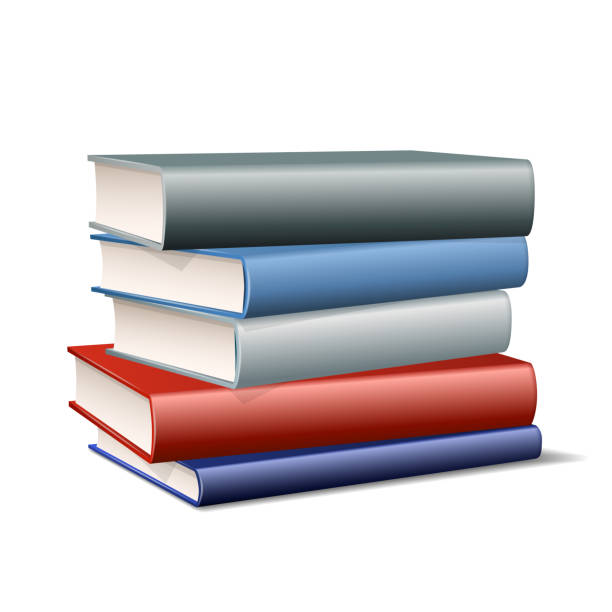 다채로운 책의 스택. 흰색에 고립 된 다양한 색상을 책 - stacking bookstore reading book stock illustrations