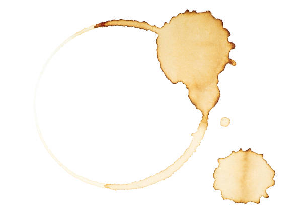 istock Coffee cup ring or coffee stain isolated on a white background, top view. 1371156011
