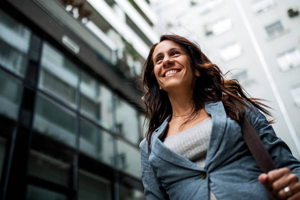 istock Businesswoman outside office 1371156263
