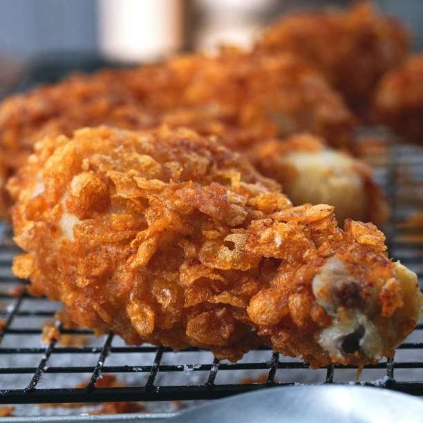Crispy Fried Chicken Drumsticks with French Fries