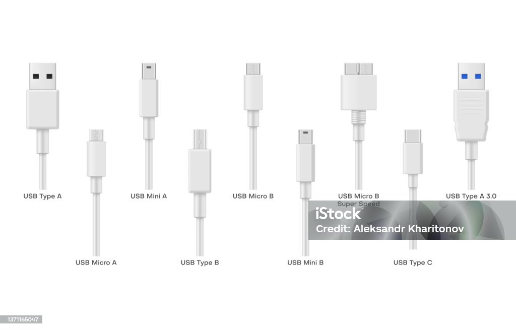 Usb Types Images Collection Realistic Usb Types Vector Illustration Computer Universal ...