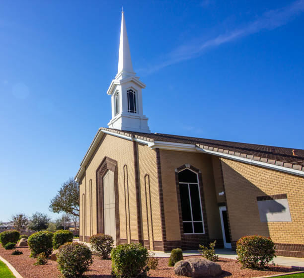 istock Neighborhood Church With White Steeple 1371168497