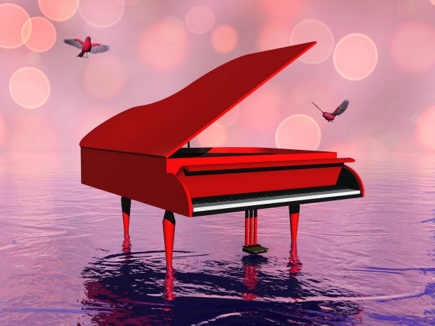 istock Red grand piano - 3D render 1371169752