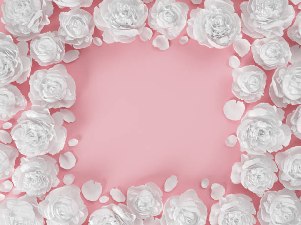 Romantic template with paper flowers