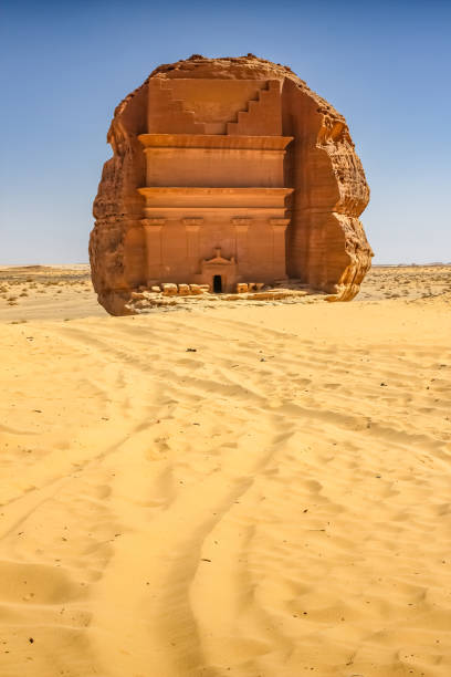 Rock tombs of Mada'in Saleh Saudi Arabia Hegra Al Hijr Rock-cut tombs of Mada'in Saleh (Hegra, Al-Hijr), from the time of the Nabatean kingdom, UNESCO world heritage site near Al Ula, Saudi Arabia. madain saleh photos stock pictures, royalty-free photos & images