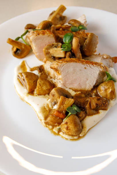 istock Turkey and mushroom dish with bechamel sauce. 1371175595