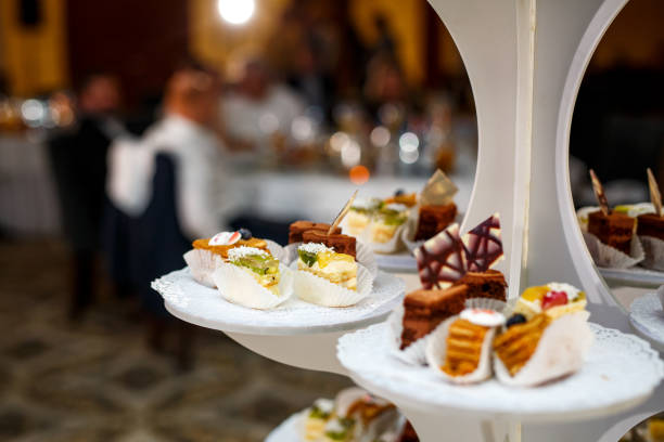 istock Small cakes at the event. Sweet catering. 1371175605