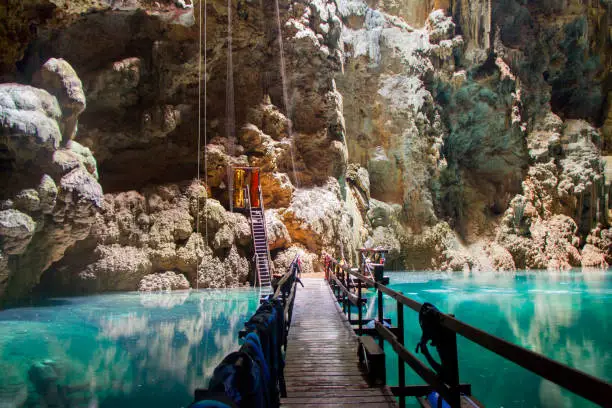Photo of Beautiful cave with bridge of the City of Bonito in Matogrosso do Sul, Brazil.