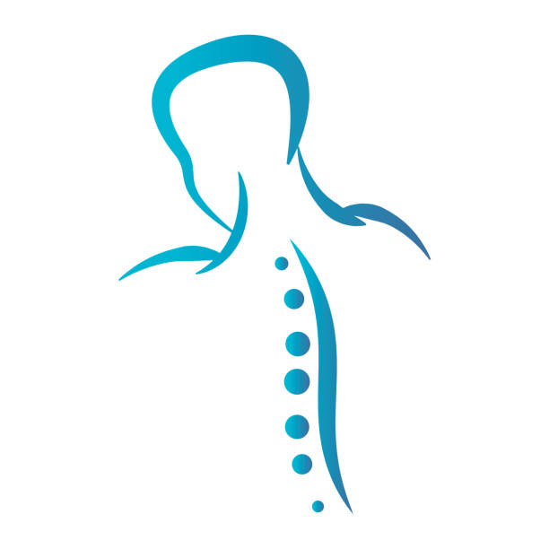 illustrazioni stock, clip art, cartoni animati e icone di tendenza di logo per la cura della colonna vertebrale. - human spine chiropractic adjustment back pain
