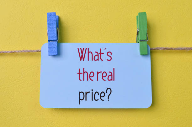 istock Blue card written with question WHAT'S THE REAL PRICE? 1371185695