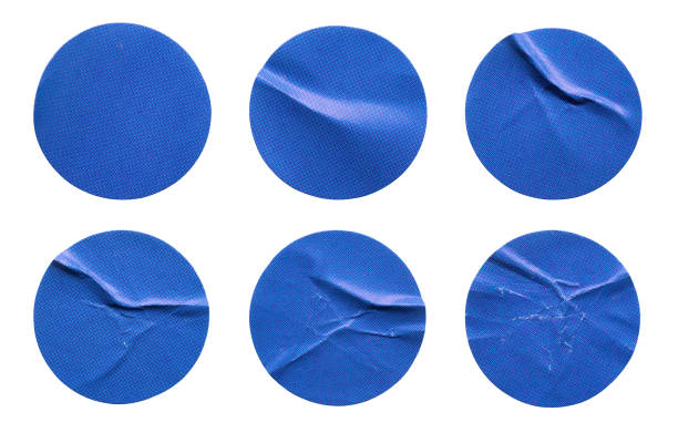 istock Blue round paper sticker label set isolated on white background 1371187297