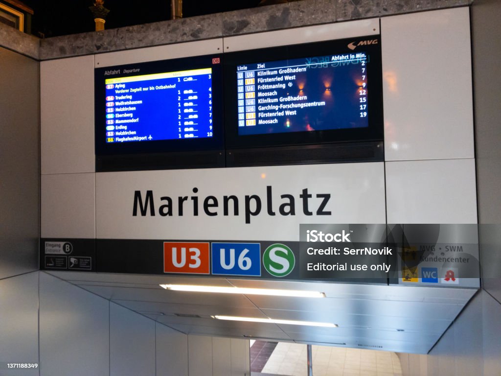 Marienplatz Underground Metro Timetable With U3 U6 And S Lines Entrance  Stock Photo - Download Image Now - iStock