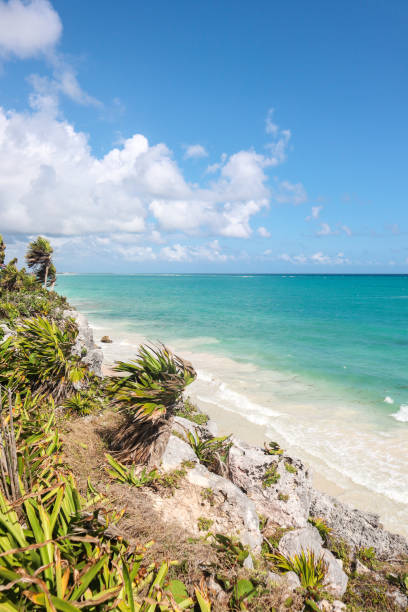 istock Maya Ruins at cliff by the beach shore in Tulum 1371193115