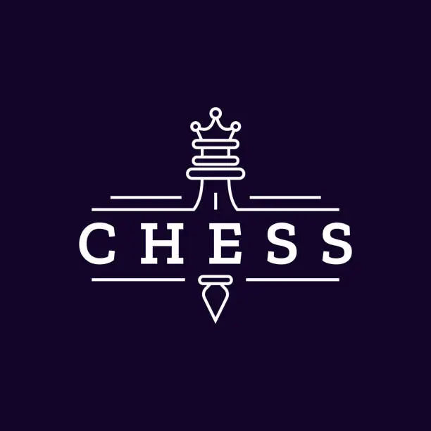 Vector illustration of Classic Chess Queen and Pawn Vintage Logo Label Design Ideas