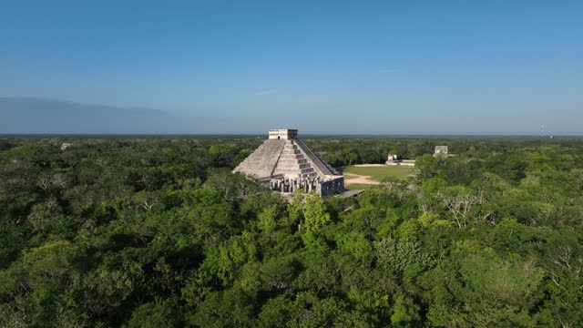 Aerial view of Chichen Itza at sunrise
