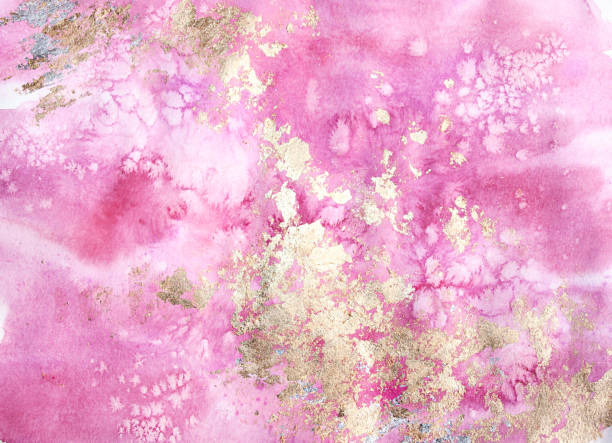 istock Abstract pink watercolor backround with dutch gold 1371199385