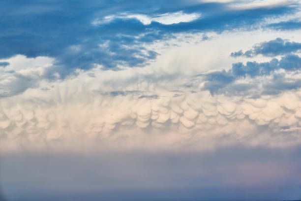 Moody afternoon sky with puffy white clouds