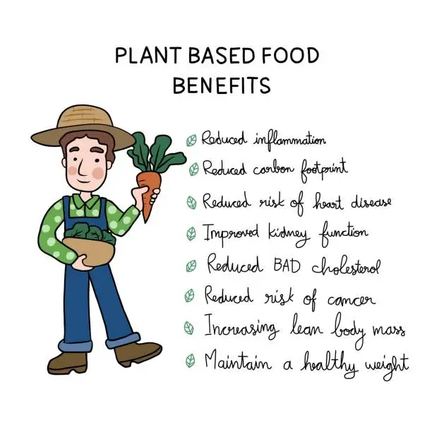 Vector illustration of Plant based food benefits info graphic vector illustration