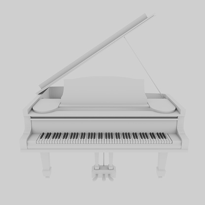 White grand piano isolated on the white background.